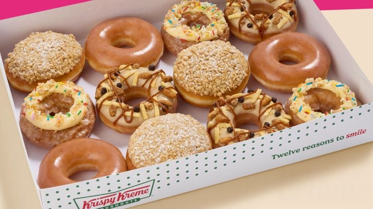 A box of donuts for a story about Krispy Kreme Canada’s new Milk Bar collab.