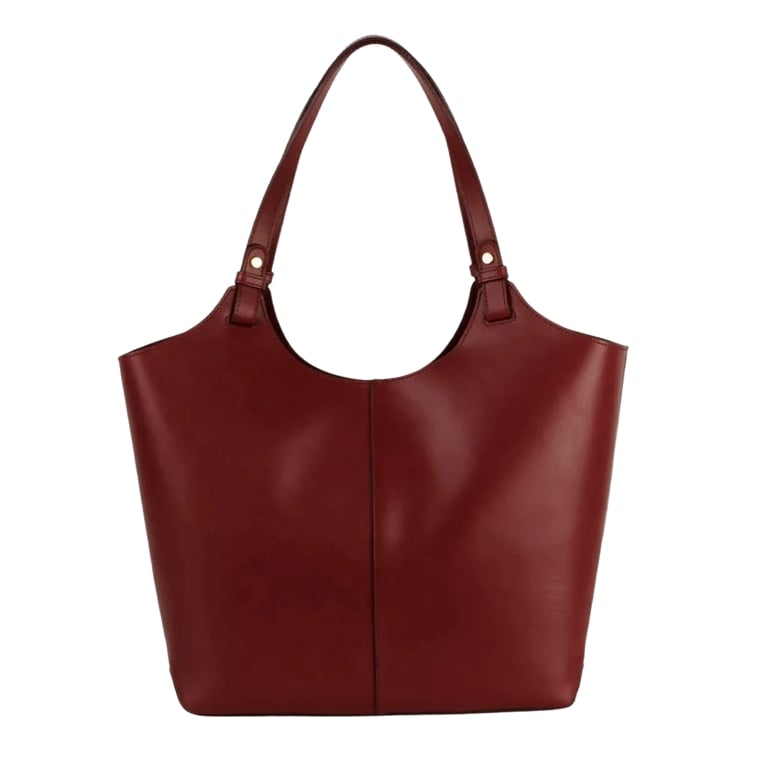 A Poppy Barley Lisboa Tote Resort Red Bag in the limited edition shade Resort Red for an article about 12 structured tote styles that do it all