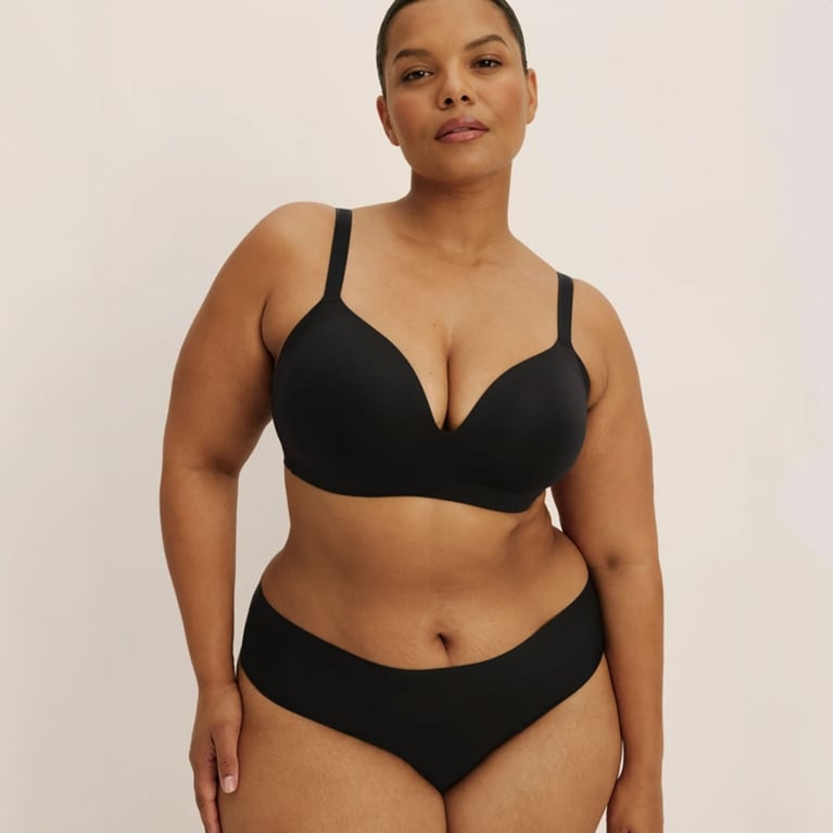 A model wearing Knix leakproof period underwear for an article about the best Canadian underwear for women.
