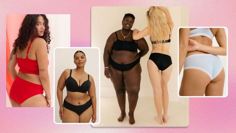 Two models wearing the best overall underwear from Huha for an article about the best Canadian underwear for women.