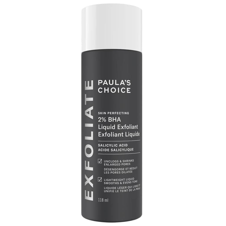 A bottle of Paula's Choice liquid exfoliant for an article about the best purchases editors made in May 2026.