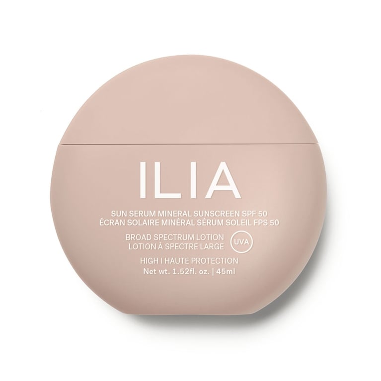 A tube of Ilia Sun Serum Mineral Sunscreen SPF 50 for an article about the best sunscreens for face.