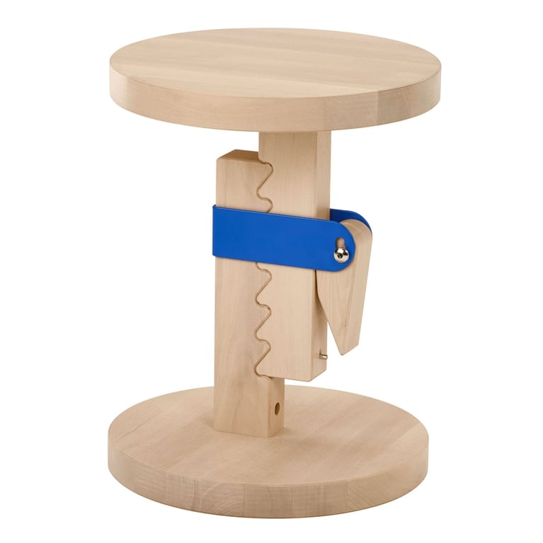 An adjustable stool with a ratchet-tooth mechanism from the IKEA PS 2026 collection.