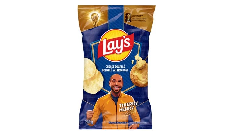 A blue bag of lays cheese soufflé potato chips used in a post on lays-chips-world-cup-taste-test