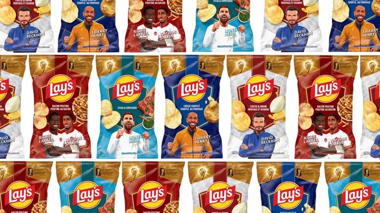 A red bag of lays bacon poutine potato chips used in a post on lays-chips-world-cup-taste-test