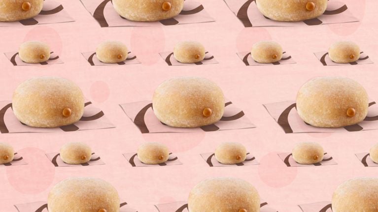 A collage of the McDonald’s Biscoff McPop donut.