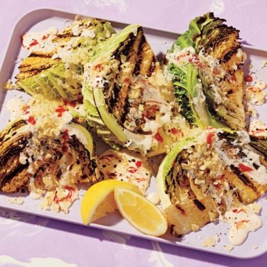 Grilled Cabbage Caesar Salad