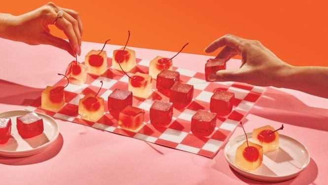Lychee Martini And Negroni Jelly Shots
