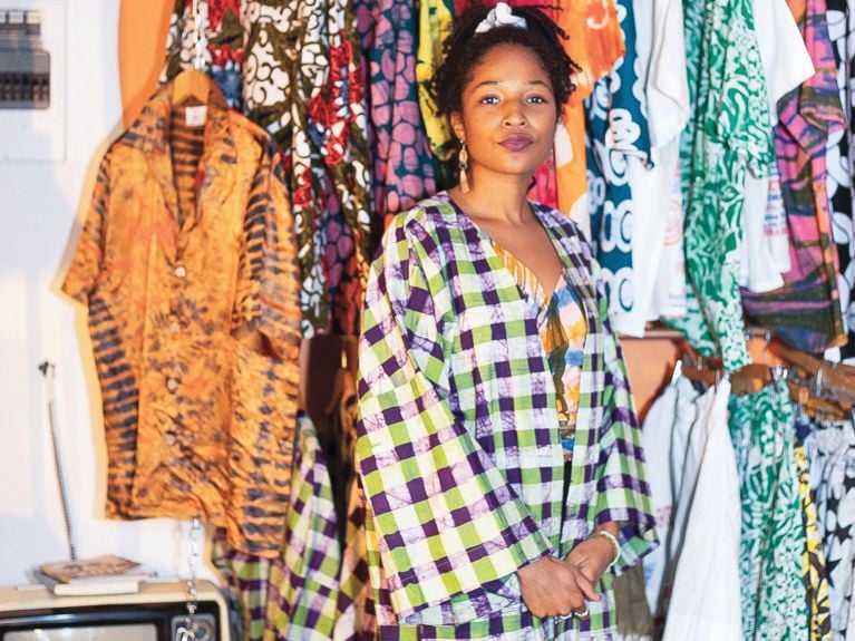 Maya Amoah, the owner of Montreal-based slow-fashion clothing company Batik Boutik for an article about the best Canadian getaways for summer.