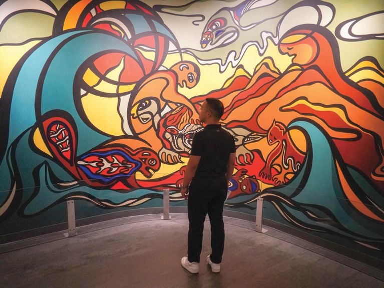"The Creation of the World" by Indigenous artist Daphne Odjig at the Manitoba Museum for an article about the best Canadian getaways for summer.