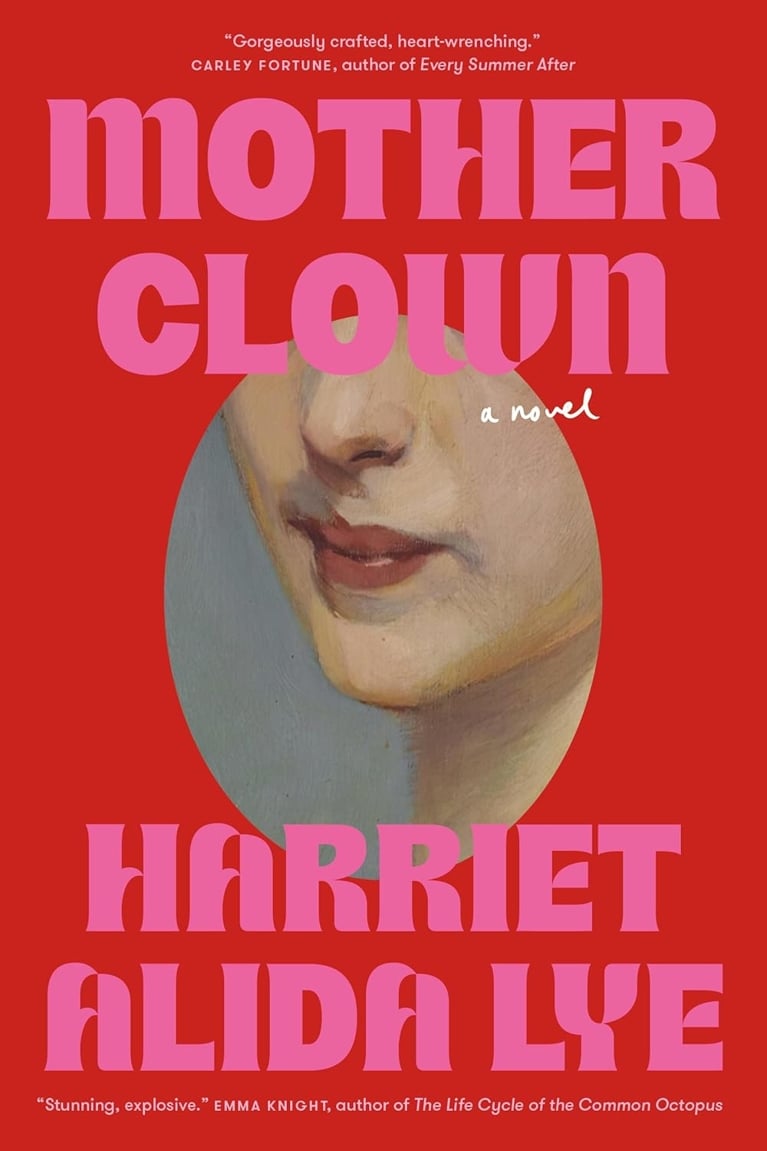 The red cover of Motherclown with a woman's lower face on it used in a post about summer 2026 books.