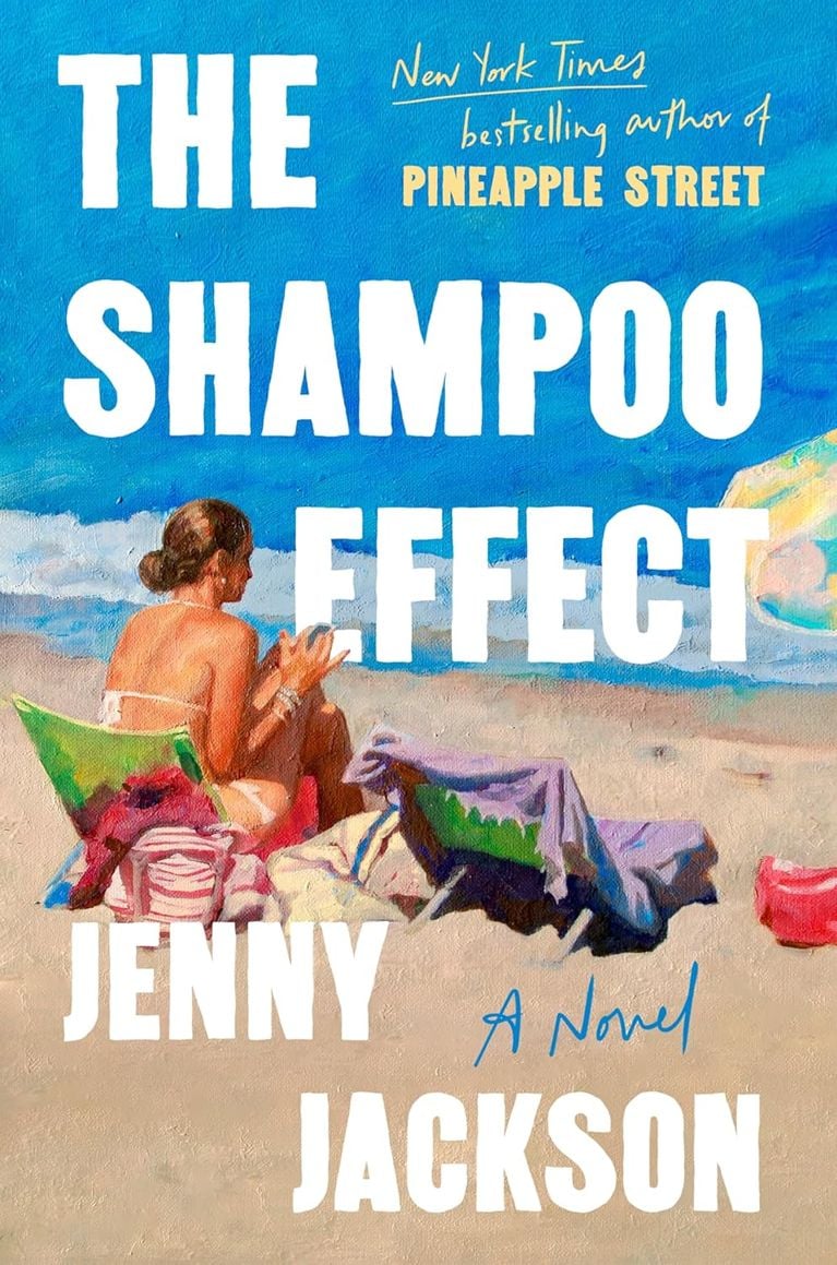 An illustration of a woman sitting on a beach on the cover of The Shampoo Effect used in a post about summer 2026 books.