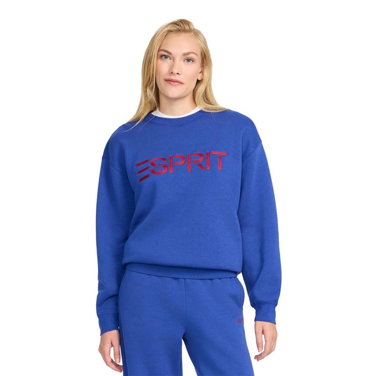 Model wearing a sweatshirt from the Esprit collection at Warmart Canada