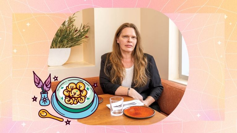 A photo of Nicole Mankinen in her restaurant, Louf, which she opened when she was 50.