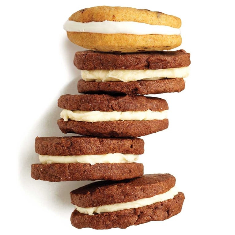 A stack of S'mores icebox cookies on a white background.