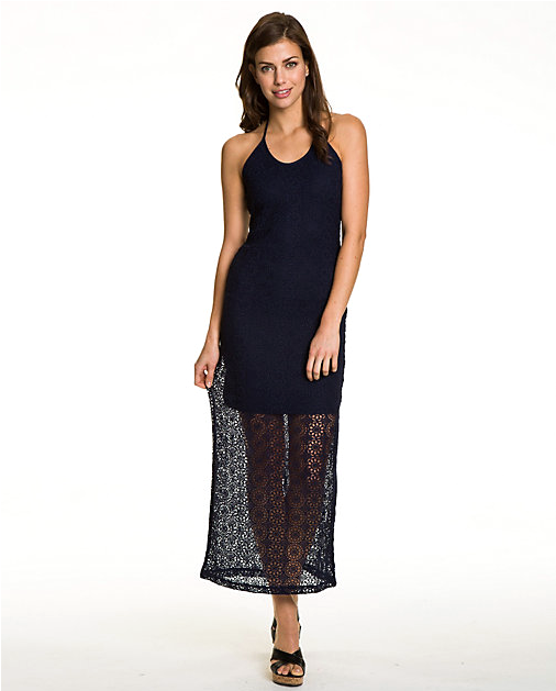chinese dress ladies Vintage Deadstock Le Château Asymmetrical Hem Black Halter Lace Dress