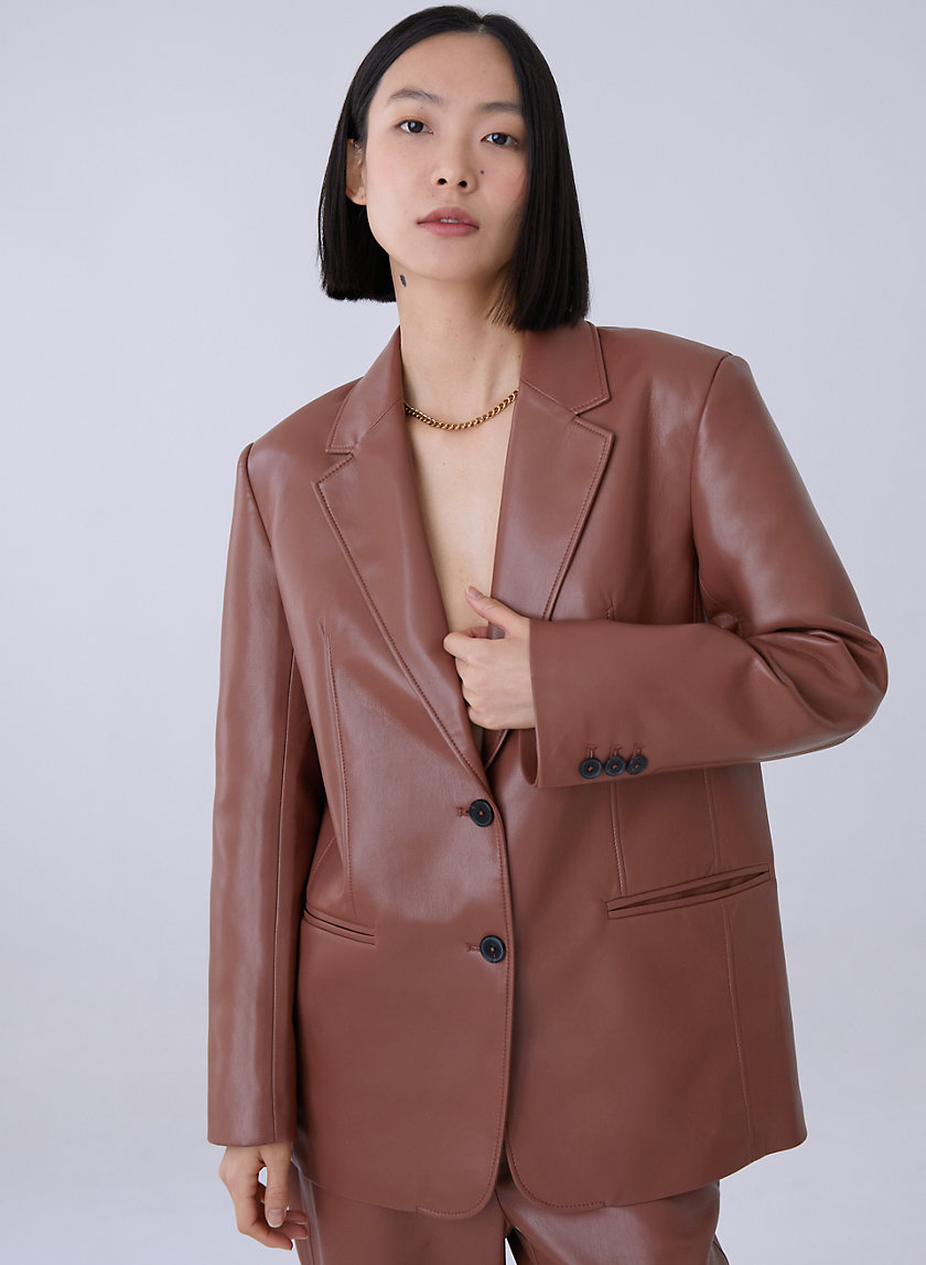 veda park tie waist leather jacket